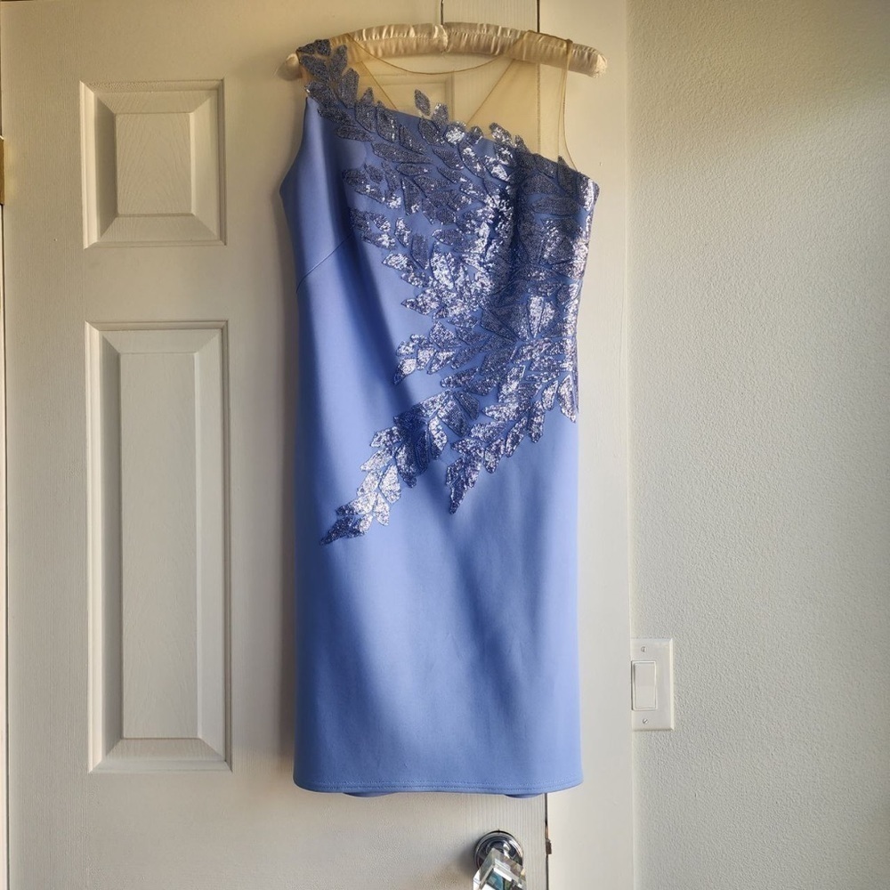 NEW Tadashi shoji blue midi dress Size PL - Picture 3 of 8